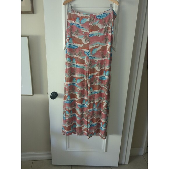 ROYALTY  Macy's   Wide Leg Pant Maxi Skirt Pant 2XL Relaxed Tropical Rouched - Picture 2 of 7